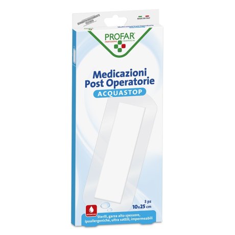 ACQUASTOP MEDICAZIONE POST OPERATORIA PROFAR MED 10X25 CM 3PEZZI ACQUASTOP MEDICAZIONE POST OPERATORIA PROFAR MED 10X25 CM 3PEZZI
