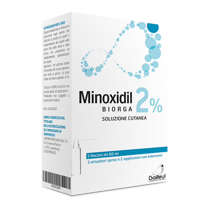 MINOXIDIL BIORGA (LABORATOIRES BAILLEUL)*soluz cutanea 3 flaconi 60 ml 2%